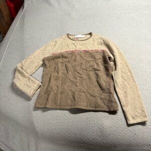 Bula Women’s Vintage Sweater Brown Beige Lambswool & Angora blend Crewneck Small